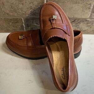 Clarks Brown Leather Tassel Loafers